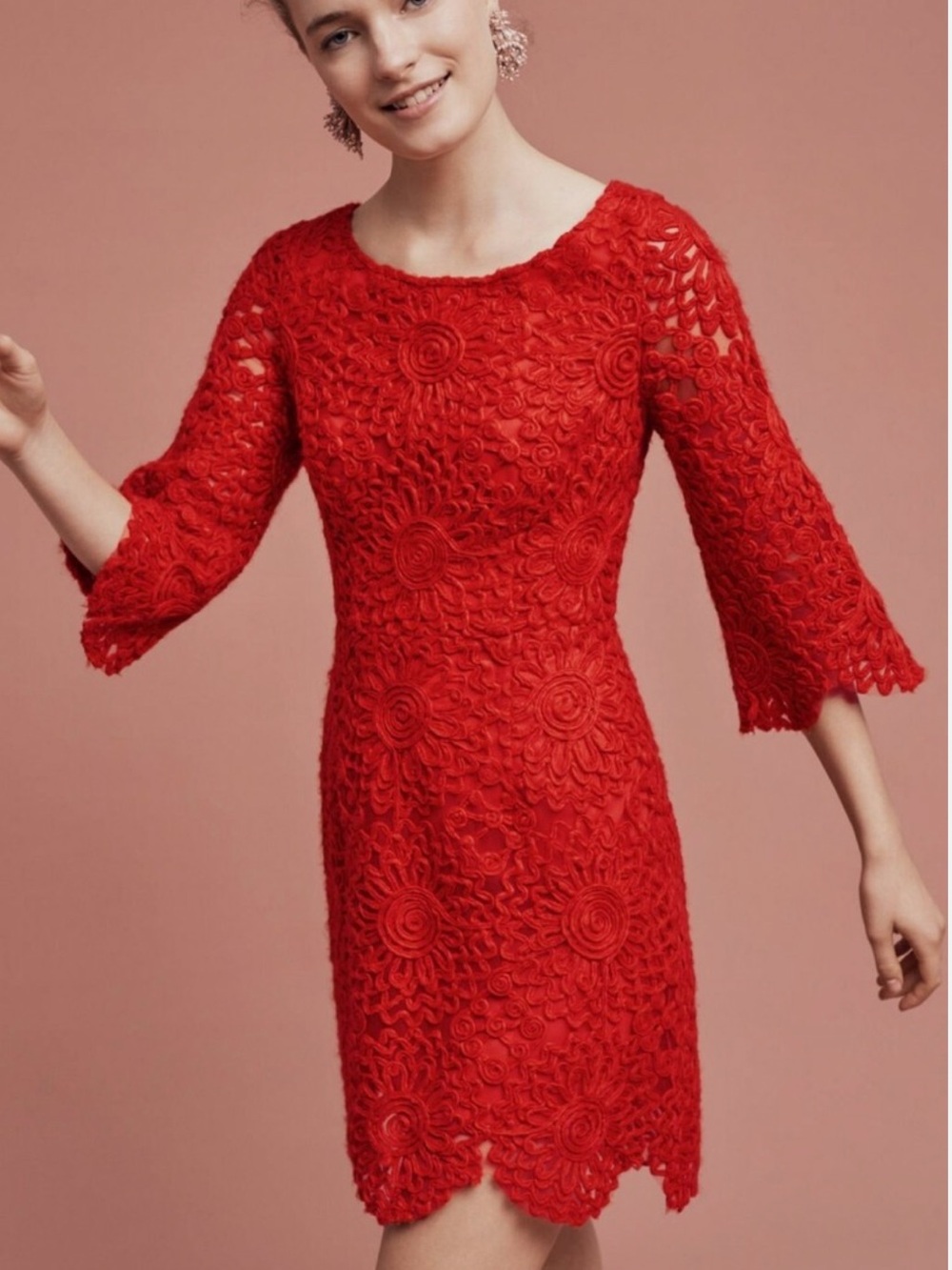 Plenty by Tracy Reese Lamarche‎ Red Crochet Lace Sheath Dress Anthropologie